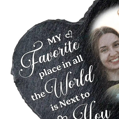 Custom Photo My Favorite Place In All The World - Personalized Heart Memorial Garden Stone