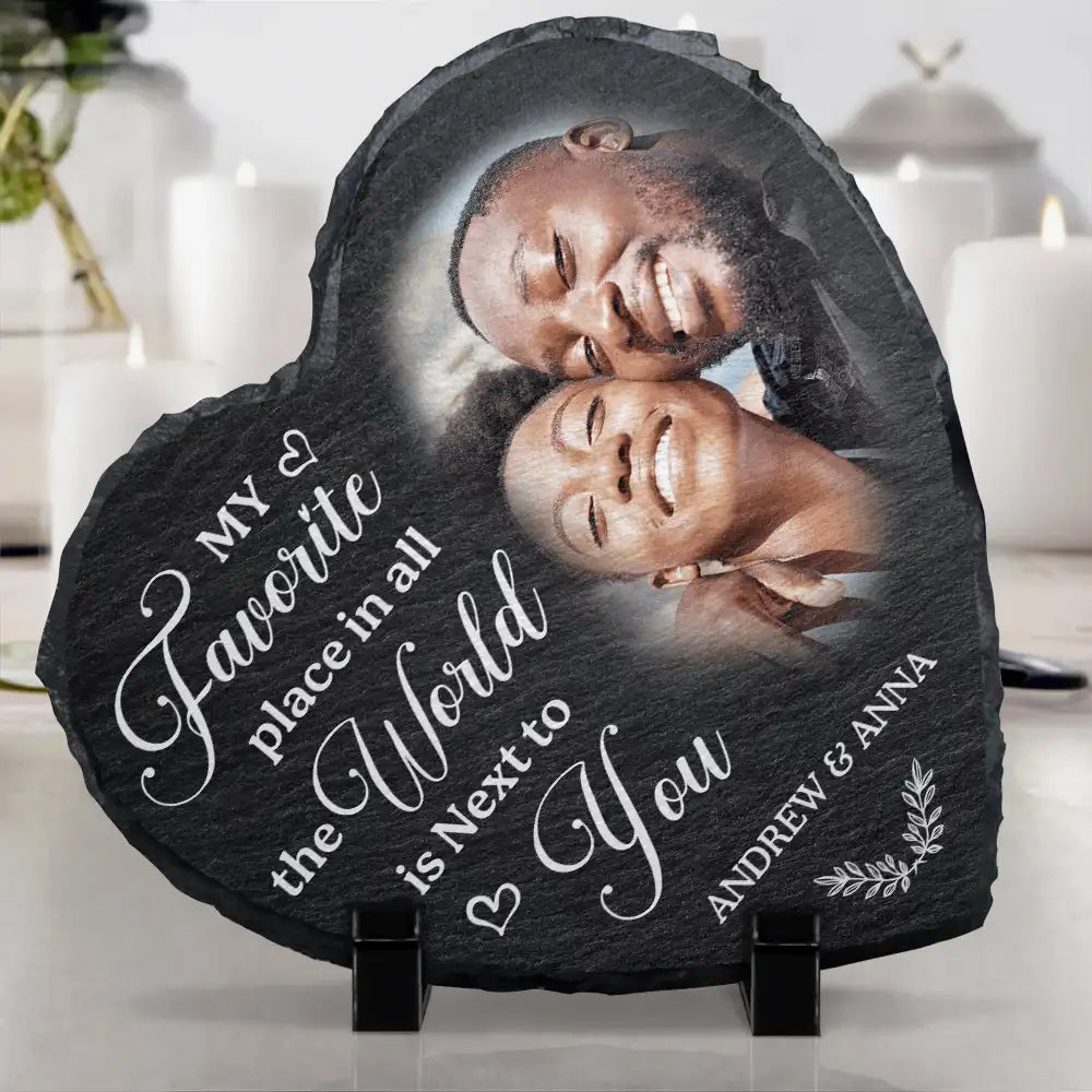 Custom Photo My Favorite Place In All The World - Personalized Heart Memorial Garden Stone