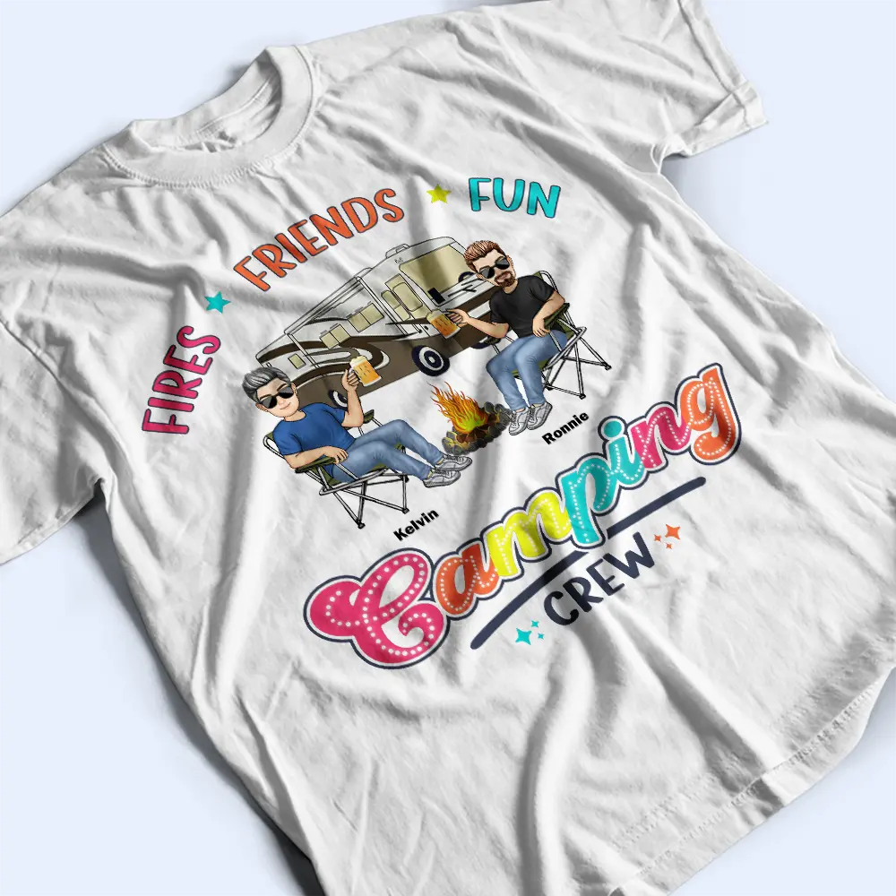 Fire Friends Fun Camping Crew - Personalized T Shirt