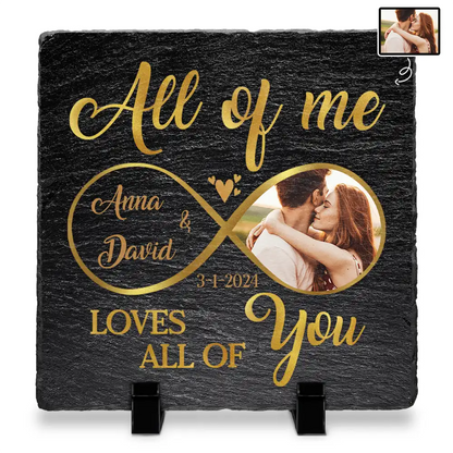 Custom Photo All Of Me Loves All Of You Couples - Personalized Rectangle Memorial Garden Stone