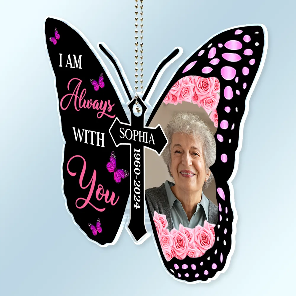 Custom Photo I Will Carry You With Me Memorial - Personalized Acrylic Car Hanger