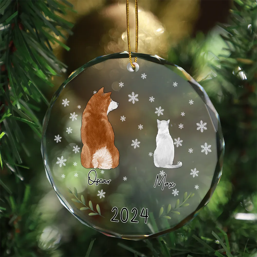 My Dogs Cats Pet 2024 - Personalized Circle Acrylic Ornament