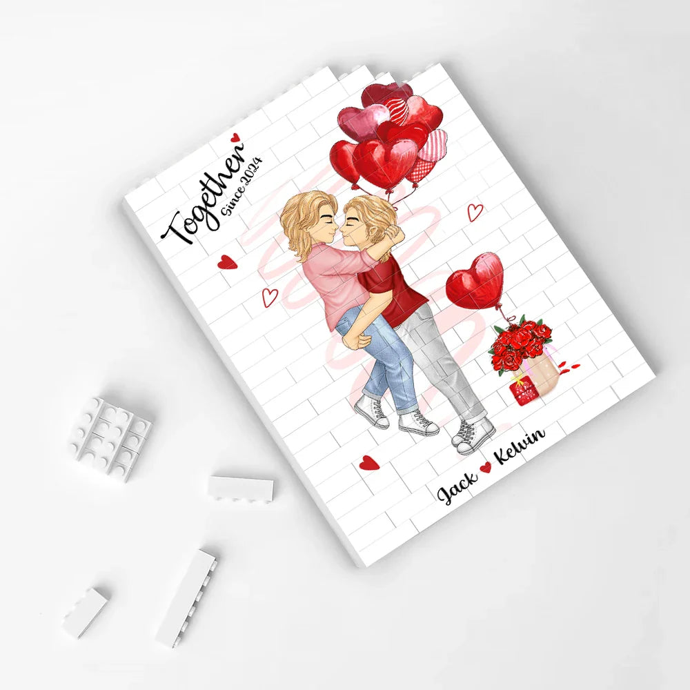 Together Since Couples - Personalized Vertical Rectangle Building Brick Blocks