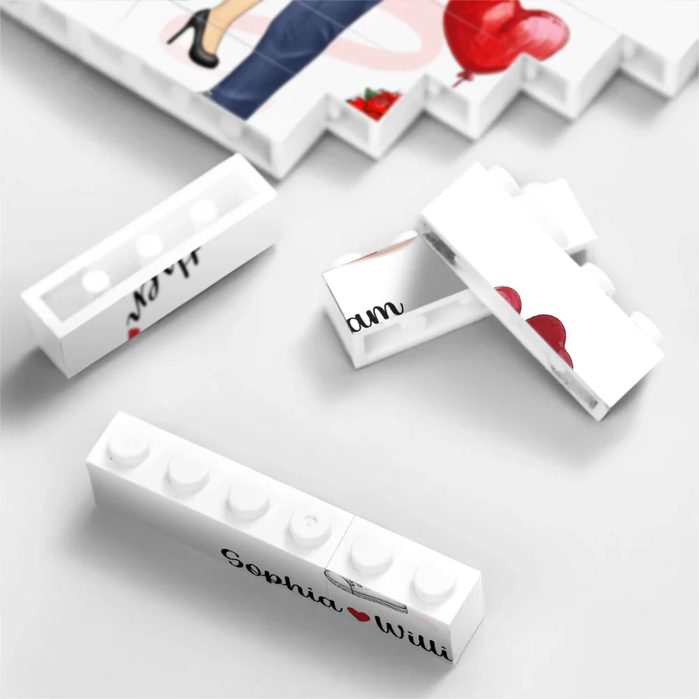 Together Since Couples - Personalized Vertical Rectangle Building Brick Blocks