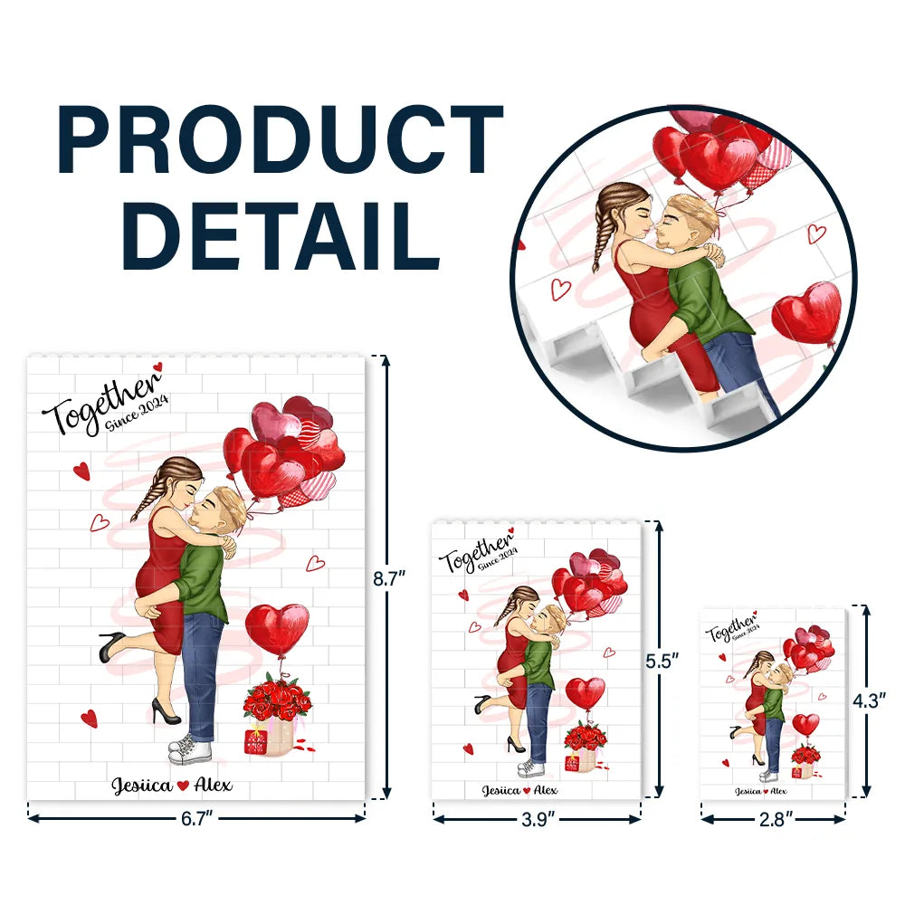 Together Since Couples - Personalized Vertical Rectangle Building Brick Blocks