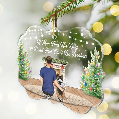 A Bond That Can't Be Broken Dog Hugging Christmas - Personalized Medallion Acrylic Ornament