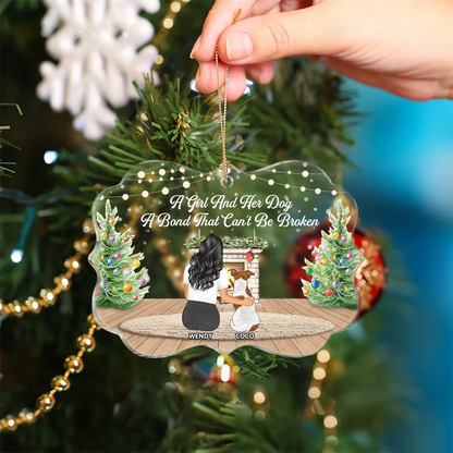 A Bond That Can't Be Broken Dog Hugging Christmas - Personalized Medallion Acrylic Ornament