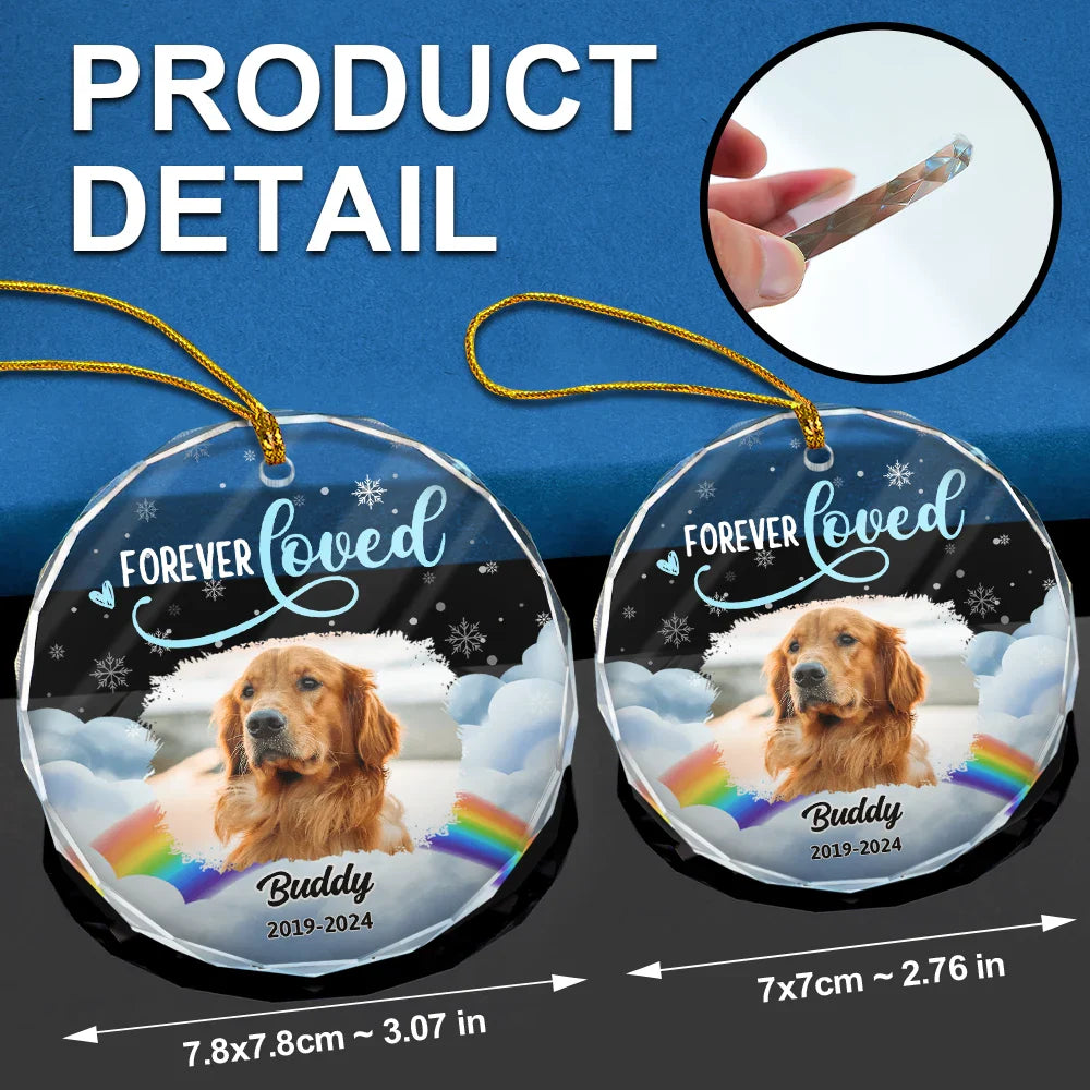 Custom Photo Forever Loved Pet Memorial - Personalized Circle Ornament