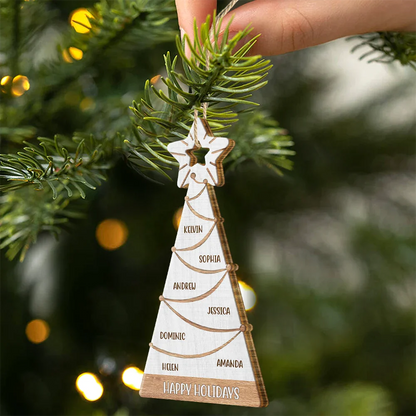 Family Christmas Tree - Personalized Custom Shaped Wooden Ornament