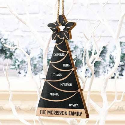 Family Christmas Tree - Personalized Custom Shaped Wooden Ornament