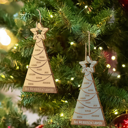 Family Christmas Tree - Personalized Custom Shaped Wooden Ornament