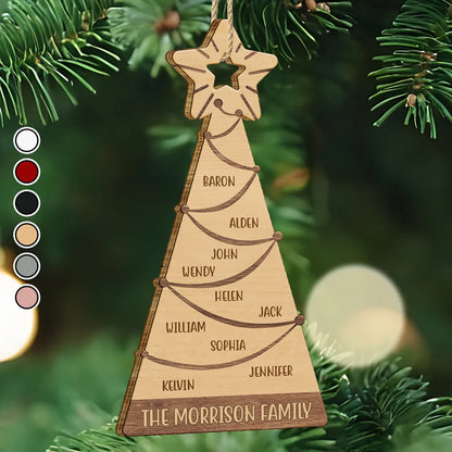 Family Christmas Tree - Personalized Custom Shaped Wooden Ornament