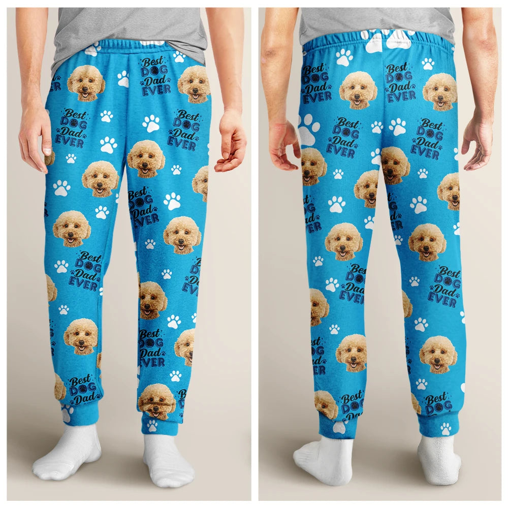 Custom Photo Best Dog Dad Dog Mom - Personalized Pajama Pants