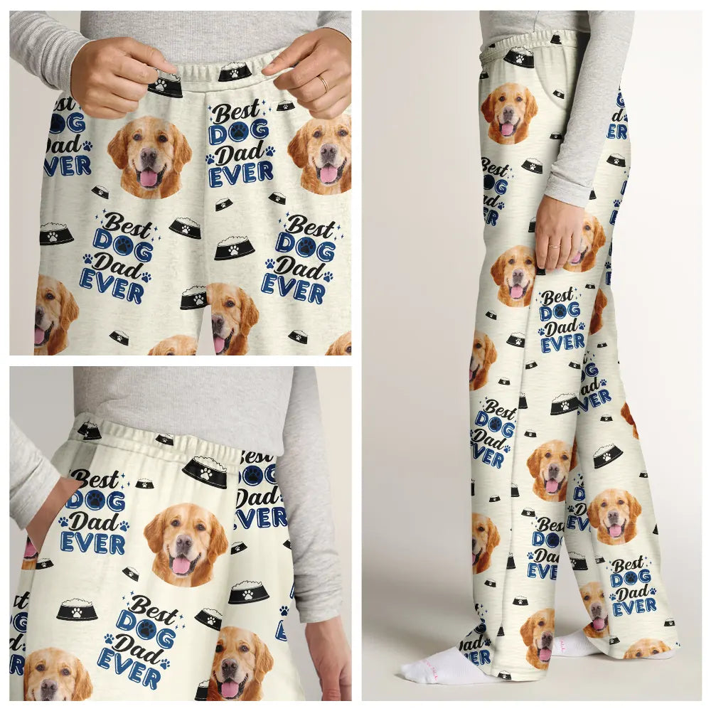 Custom Photo Best Dog Dad Dog Mom - Personalized Pajama Pants