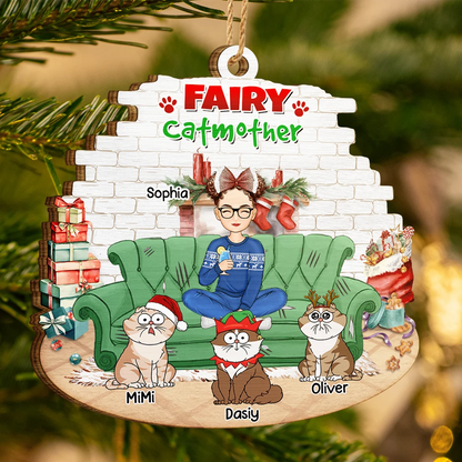 Best Cat Mom Ever Christmas - Personalized Custom Shaped Wooden Ornament