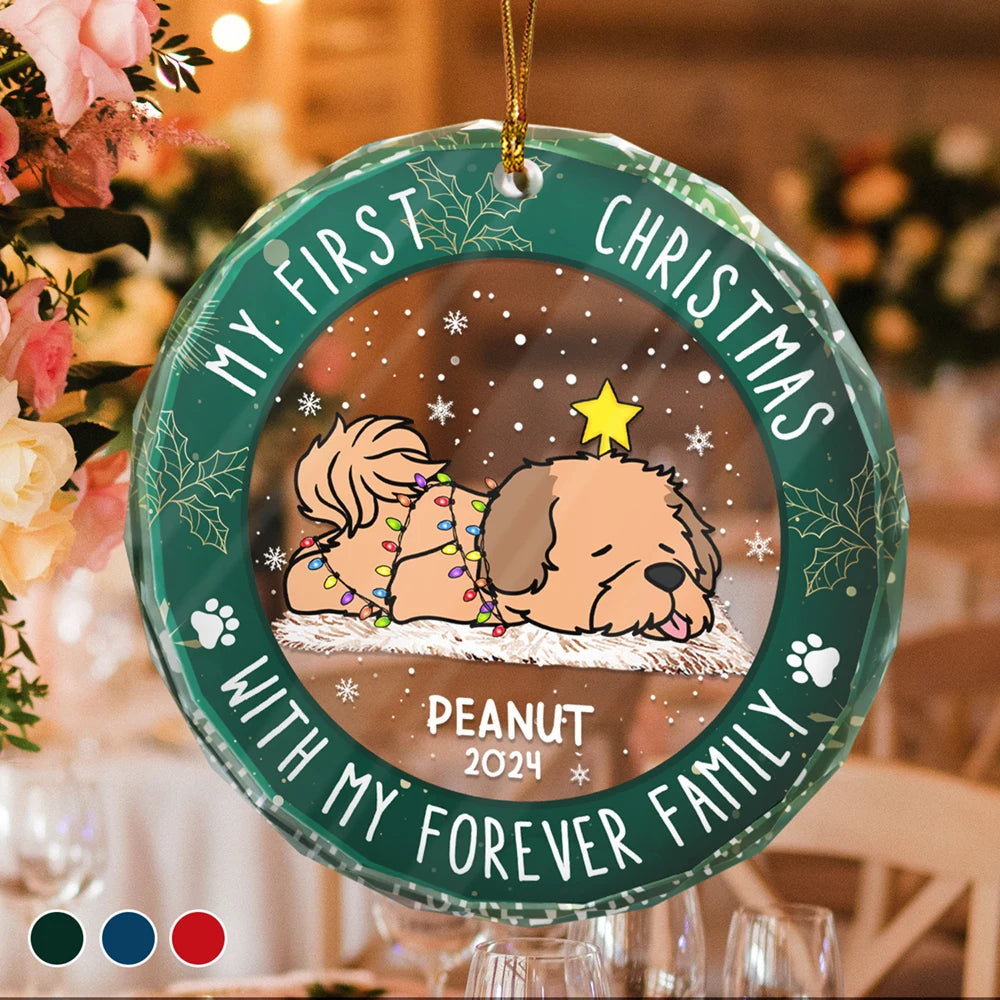 First Christmas With My Forever Home - Personalized Circle Ornament