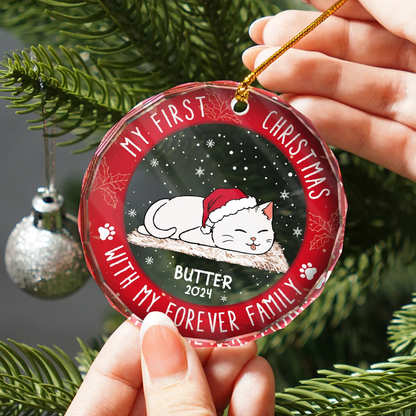 First Christmas With My Forever Home - Personalized Circle Ornament