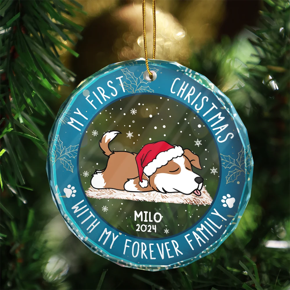 First Christmas With My Forever Home - Personalized Circle Ornament