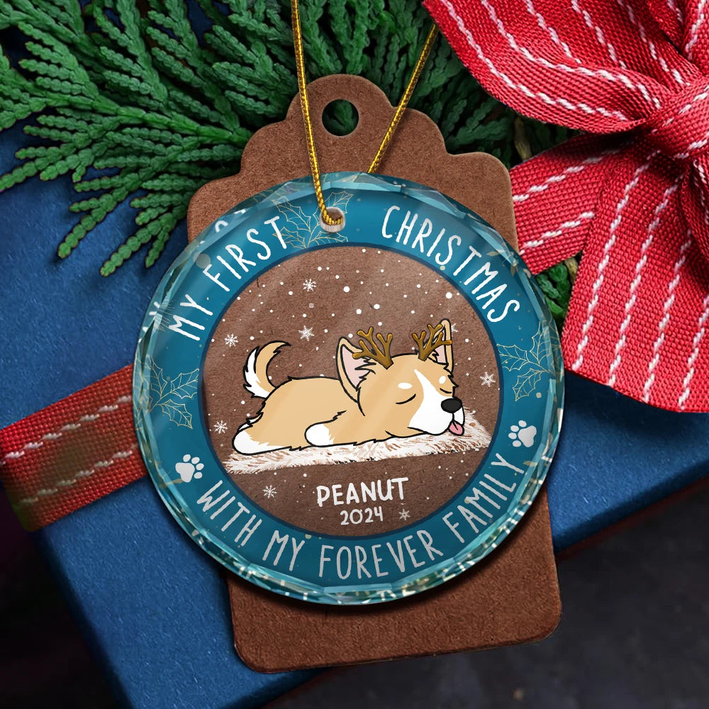 First Christmas With My Forever Home - Personalized Circle Ornament