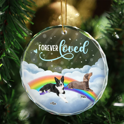 Custom Photo Forever Loved Ver 2 Pet Memorial - Personalized Circle Glass Ornament