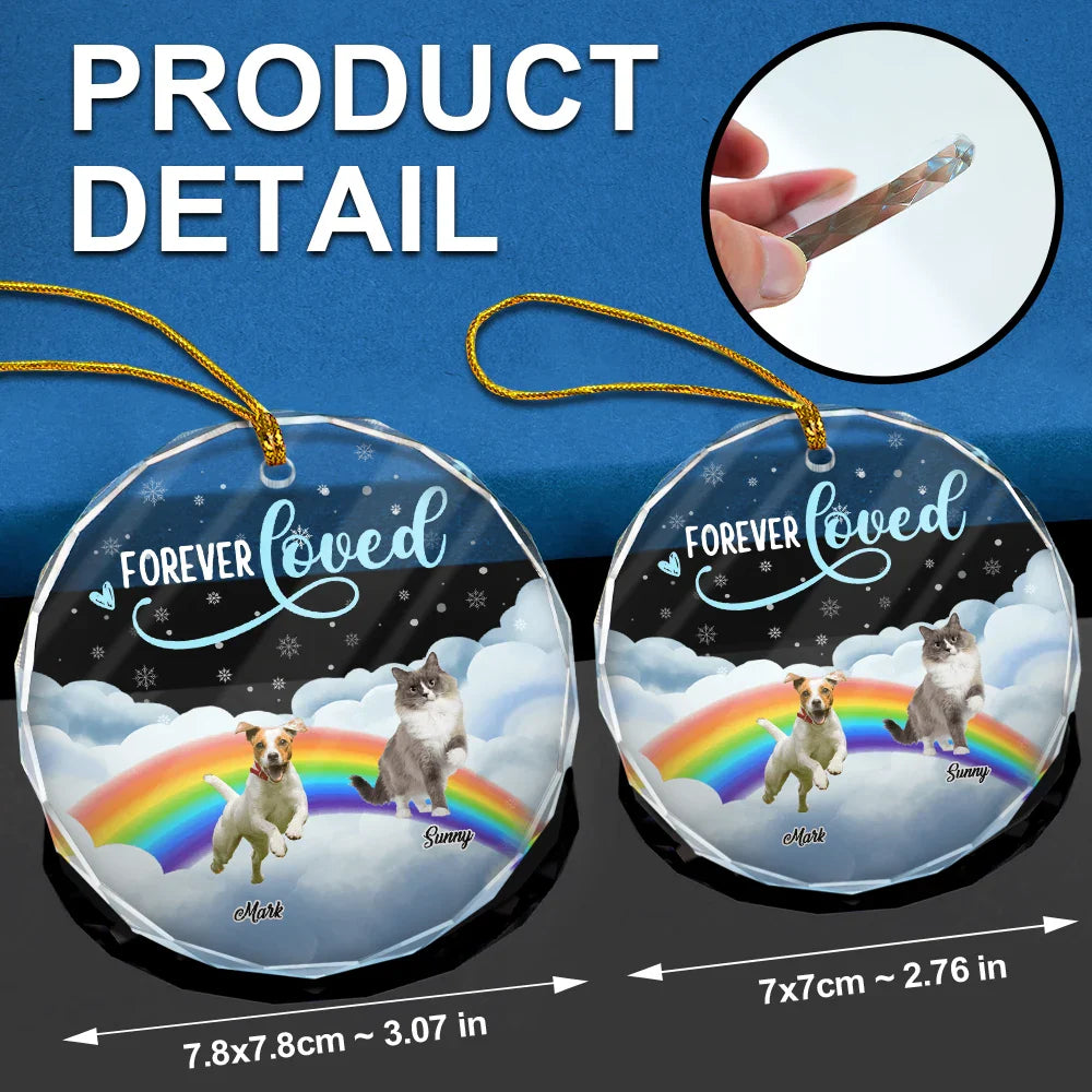 Custom Photo Forever Loved Ver 2 Pet Memorial - Personalized Circle Glass Ornament