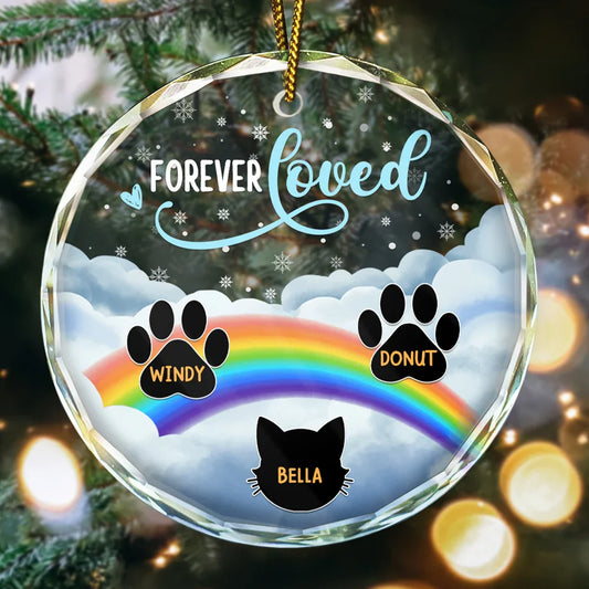Forever Loved Pet Memorial - Personalized Circle Glass Ornament