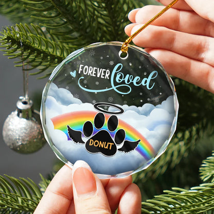 Forever Loved Pet Memorial - Personalized Circle Glass Ornament