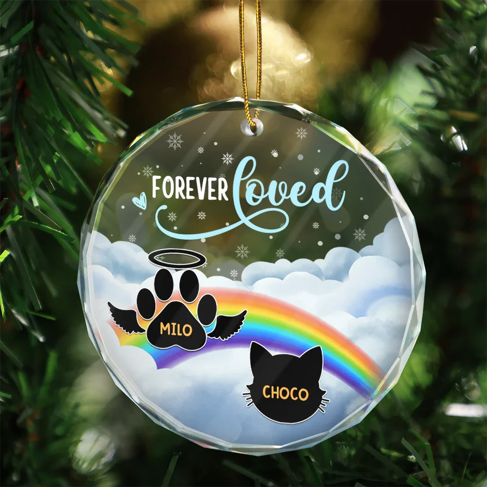 Forever Loved Pet Memorial - Personalized Circle Glass Ornament
