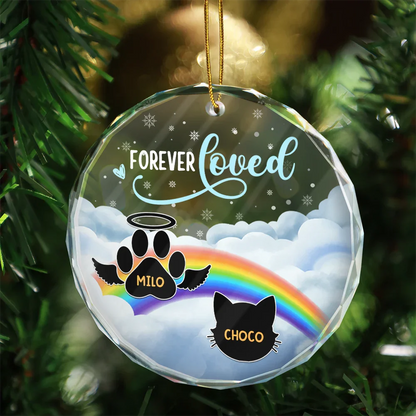 Forever Loved Pet Memorial - Personalized Circle Glass Ornament