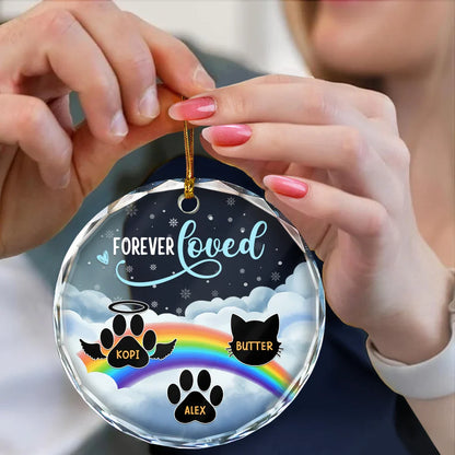 Forever Loved Pet Memorial - Personalized Circle Glass Ornament