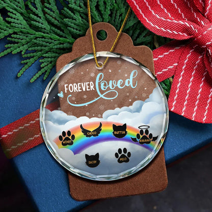 Forever Loved Pet Memorial - Personalized Circle Glass Ornament