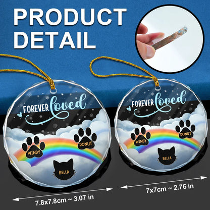 Forever Loved Pet Memorial - Personalized Circle Glass Ornament