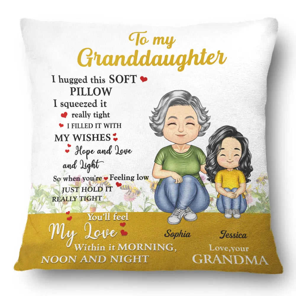 Yellow Hug This Soft Pillow Filled It With My Wish - Personalized Pillow