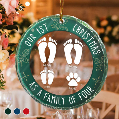 First Christmas As A Family - Personalized Circle Acrylic Ornament