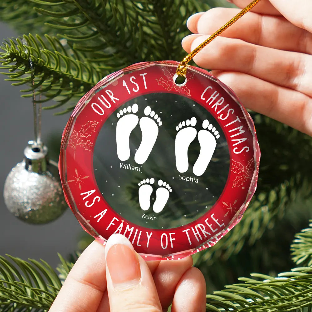 First Christmas As A Family - Personalized Circle Acrylic Ornament