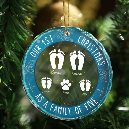 First Christmas As A Family - Personalized Circle Acrylic Ornament