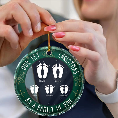 First Christmas As A Family - Personalized Circle Acrylic Ornament