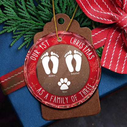 First Christmas As A Family - Personalized Circle Acrylic Ornament