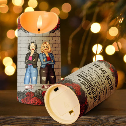 Gift For Bestie,Funny - Because Of You I Laugh A Little Harder - Personalized Flameless LED Candle