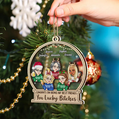 Christmas Congrats On Being My Bestie Sister - Personalized 2-Layered Mix Ornament