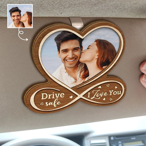 Custom Photo Heart Drive Safe - Personalized Custom Shaped Car Visor Clip