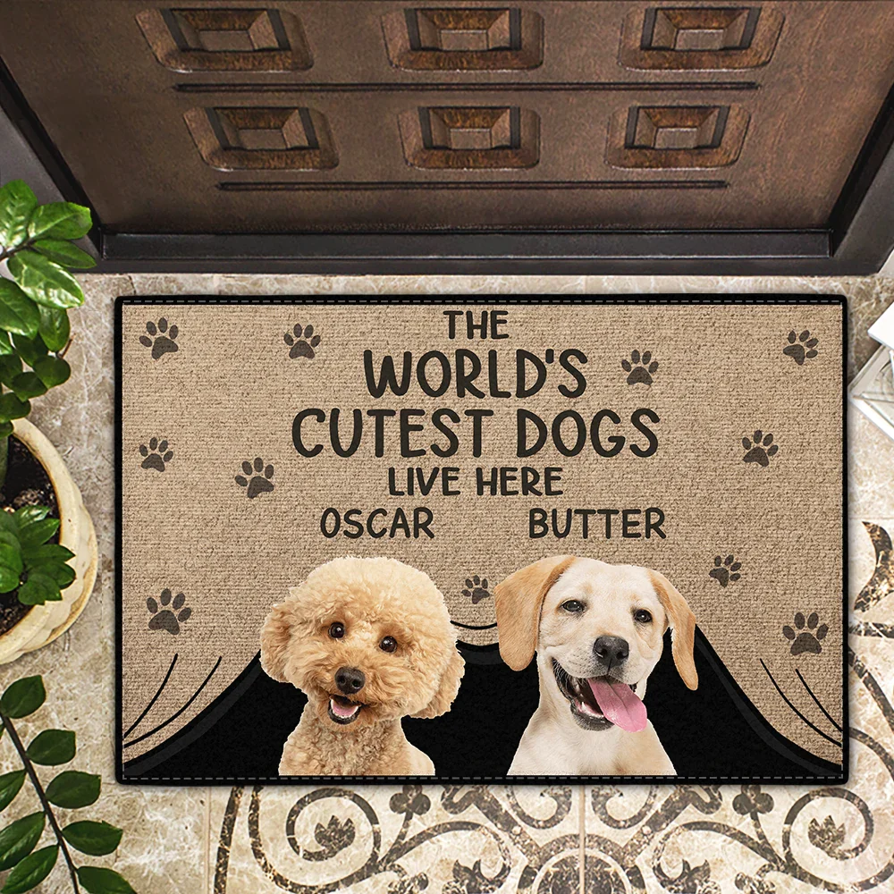 Custom Photo The World's Cute Dog Lives Here - Personalized Doormat