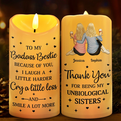 Thank You For Being My Unbiological Sisters - Personalized Flameless LED Candle