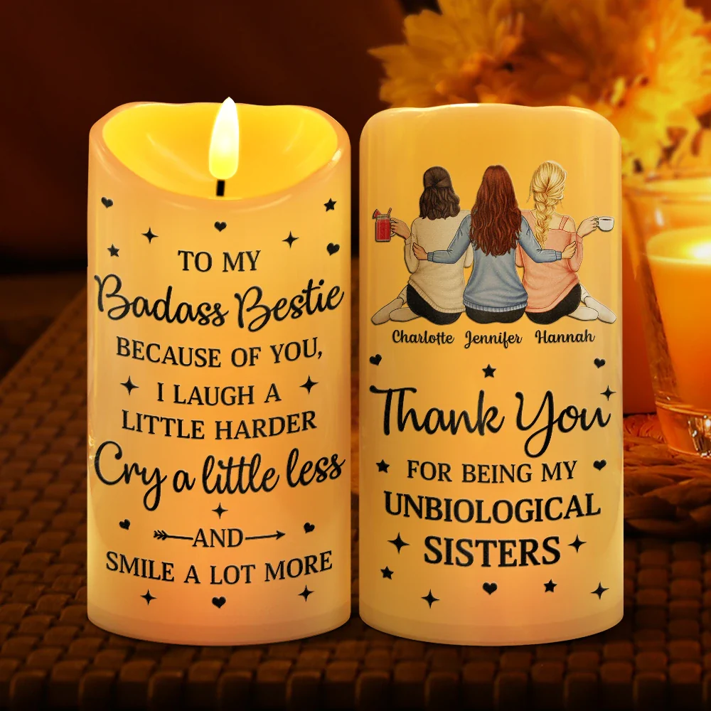 Thank You For Being My Unbiological Sisters - Personalized Flameless LED Candle