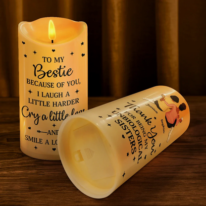 Thank You For Being My Unbiological Sisters - Personalized Flameless LED Candle