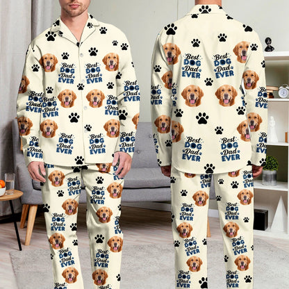 Custom Photo Best Dog Mom Dog Dad Cat Dad Cat Mom - Personalized Long Pajamas Set