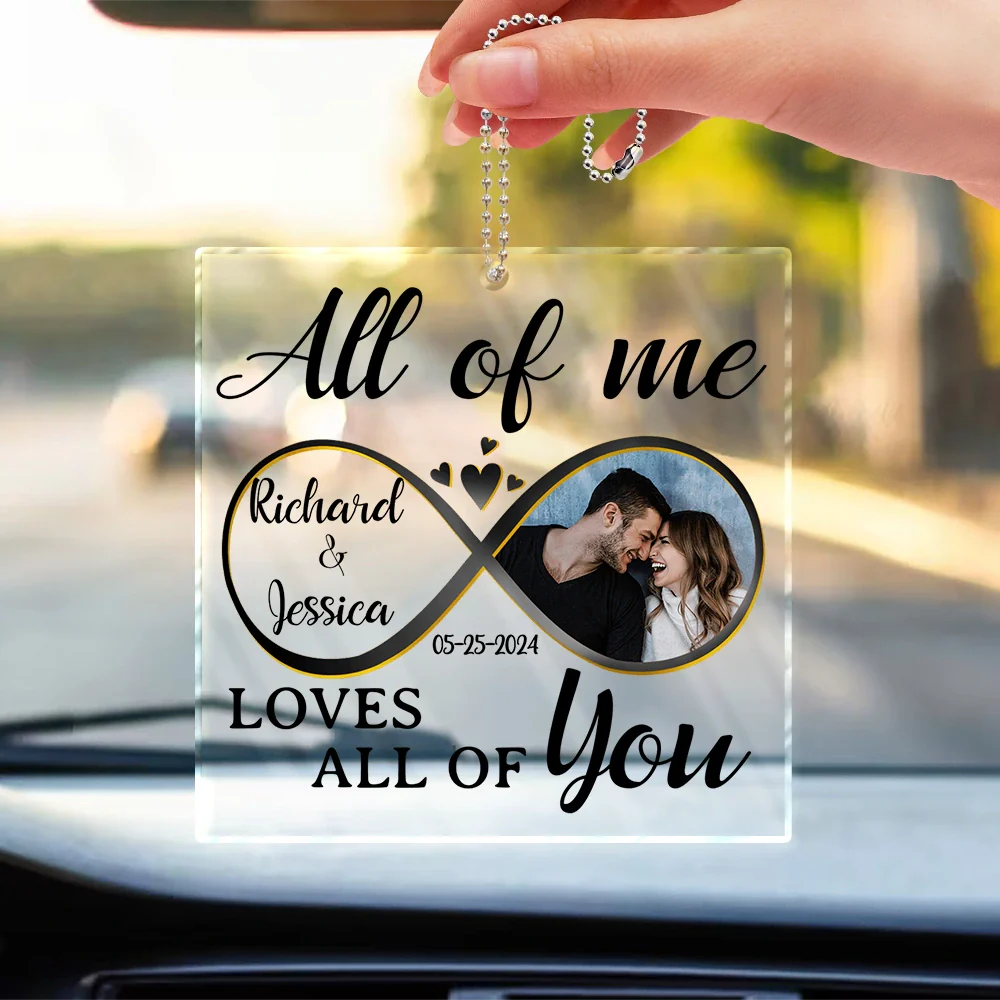 Custom Photo God Blessed The Broken Road Couples - Personalized Acrylic Car Hanger