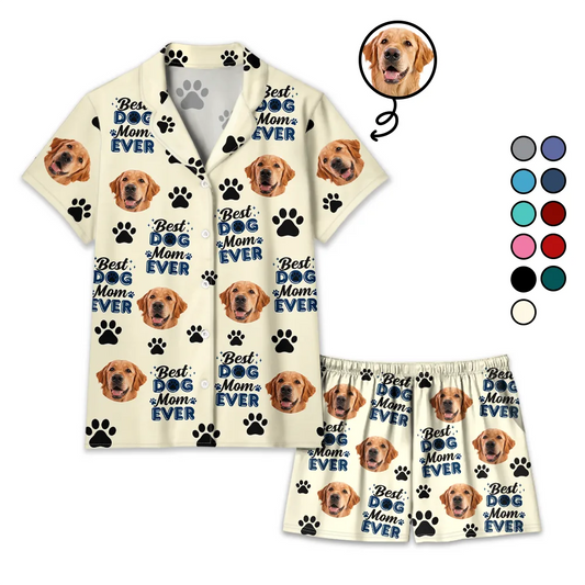 Custom Photo Best Dog Mom Dog Dad Cat Dad Cat Mom - Personalized Short Pajamas Set