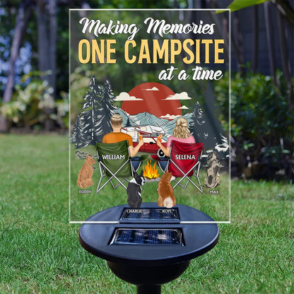 Making Memories One Campsite At A Time Camping Couple - Personalized Solar Light
