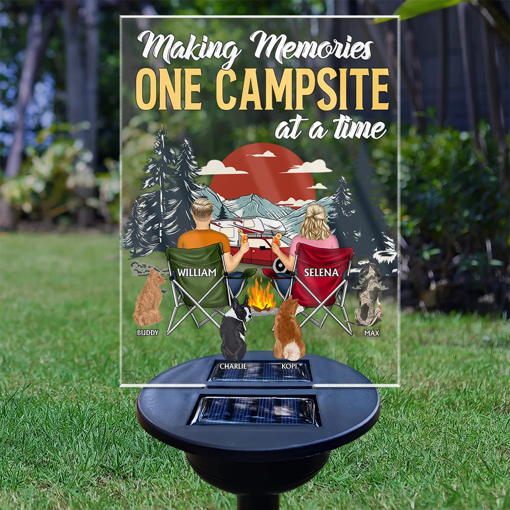 Making Memories One Campsite At A Time Camping Couple - Personalized Solar Light